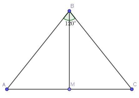 Втреугольнике abc угол в равен 120. медиана вм делит угол в пополам. ам=4\/3. найдите ав