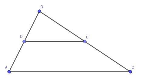 Втреугольнике авс точка d принадлежит ab ,а точка е пренадлежит вс.ав=20см, вс=35 см, dв=12см, ве=21