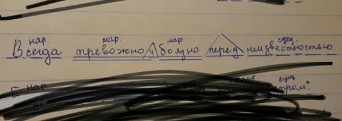 Разобрать предложения: 1)всегда тревожно и боязно перед неизвестностью. 2)безмолвно и тихо было в эт