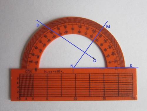 Начертите угол mnk равный 54 градусов. отметьте внутри угла точку о и проведите через нее прямую, пе