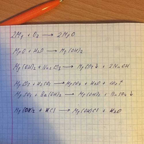 Решить цепочку mg-mgo-mg (oh)2-mgco3-mgso4-mg (oh)2-mg(oh)cl