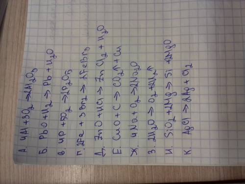 Закончите схемы реакции,расставьте коэффициенты и укажите их тип а) ai+ →ai₂o₃ б) pbo+h₂→pb+ в) p+o₂