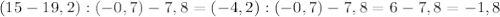 (15-19,2):(-0,7)-7,8=(-4,2):(-0,7)-7,8=6-7,8=-1,8