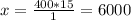 x= \frac{400*15}{1} =6000