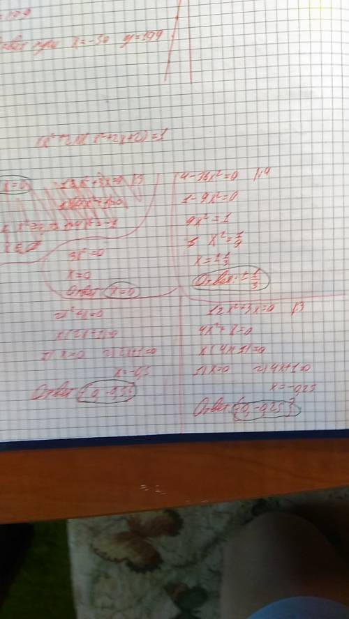 Решите уравнения 12x^2+3x=0 4-36x^2=0 3x^2=0 2x^2+x=0