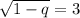 \sqrt{1-q} =3