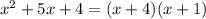 x^2+5x+4=(x+4)(x+1)