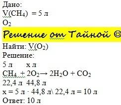 Який об'єм кисню витратився на горіння 5 л метану