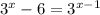 3^x-6=3^{ x-1