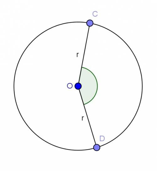 Начертите окружность (o; r). отметьте на окружности точки с и d. постройте центральный угол, соответ