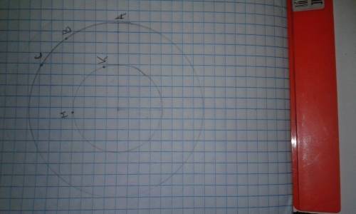 Начерти окружности радиусом 4 см 2 см 5 мм так чтобы их центры совпадали поставь точки а в с так что