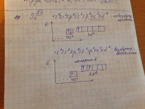 Распределите валентные электроны атома скандия по квантовым ячейкам в возбужденном состоянии.