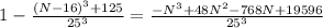 1-{(N-16)^3+125\over25^3}={-N^3+48N^2-768N+19596\over25^3}