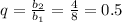 q=\frac{b_2}{b_1}=\frac{4}{8}=0.5