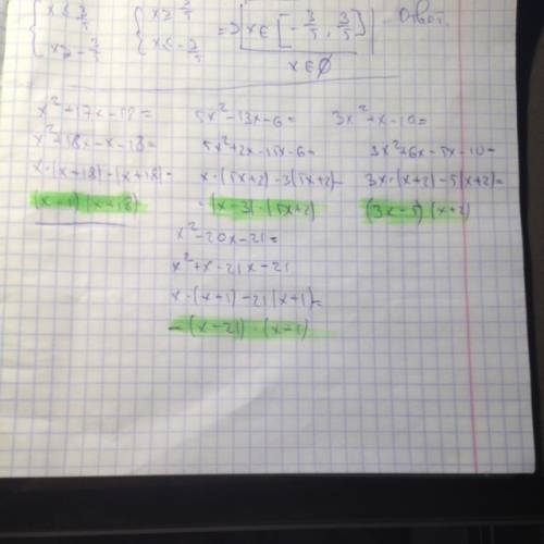 Разложить на множители квадратный трёхчлен 1) х²+17х-18 2) 5х²-13х-6 3) х²-20х-21 4) 3х²+х-10