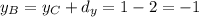 y_{B} = y_{C}+d_{y} = 1 - 2 = -1