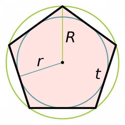 Дано: 5-ти угольник вписанный в окружность r=8см найти: a5; r; p5; s5.