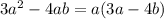 3a^{2}-4ab=a(3a-4b)