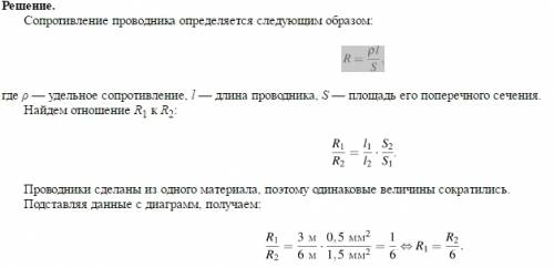 На диаграммах изображены значения длины l и площади поперечного сечения s двух цилиндрических медных