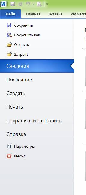 Какая вкладкаявляется первой в окне программы microsoft word 2007?