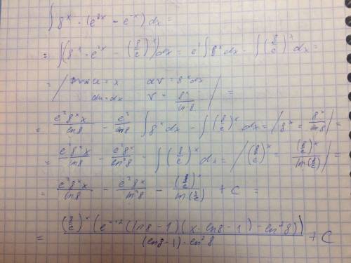 Найти интеграл, используя простейшие методы интегрирования: ∫ 8^x * ( e^(2*x) - e^(-x) ) dx