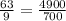 \frac{63}{9} = \frac{4900}{700}