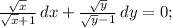 \frac{ \sqrt{x} }{ \sqrt{x} +1}\, dx +\frac{ \sqrt{y} }{ \sqrt{y} -1}\, dy=0;