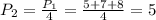 P_{2}=\frac{P_{1}}{4} = \frac{5+7+8}{4} = 5