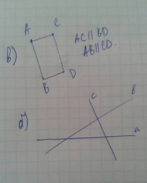 По ! выполните рисунок нарисуйте карандашом и сфрткайте пож б) прямые а, b и c попарно пересекаются