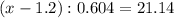 (x-1.2):0.604=21.14