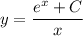 y=\dfrac{e^x+C}{x}