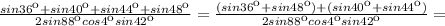 \frac{sin36к+sin40к+sin44к+sin48к}{2sin88кcos4кsin42к} = \frac{(sin36к+sin48к)+(sin40к+sin44к)}{2sin88кcos4кsin42к} =