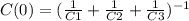 C(0)=( \frac{1}{C1}+ \frac{1}{C2}+ \frac{1}{C3} )^{-1}