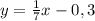 y = \frac{1}{7} x - 0,3