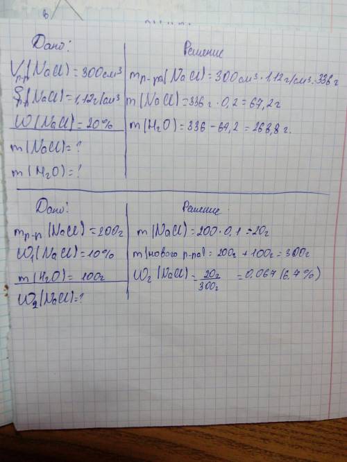 Определить массу соли и воды необходимые для приготовления 300 мл 20% раствора с p=1,12. определить