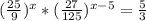 ( \frac{25}{9} )^{x}* ( \frac{27}{125} )^{x-5} = \frac{5}{3}