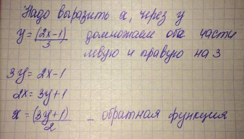 Найдите функцию обратную данной y=(2x-1)/3