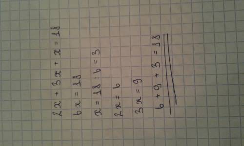 30 )! разложит чисто 18 на три слагаемых так,чтобы одно их слагаемых было в 3 раза больше второго и