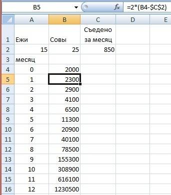 Начальная численность популяции мышей составляет 2000 особей. мышами питаются ежи и совы, численност