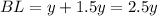 BL=y+1.5y=2.5y