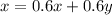 x=0.6x+0.6y