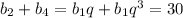 b_2+b_4=b_1q+b_1q^3=30