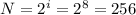 N=2^{i}=2^8=256