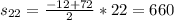 s_{22}=\frac{-12+72}{2}*22=660