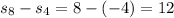 s_8-s_4=8-(-4)=12