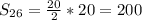 S_{26}=\frac{20}{2}*20=200