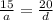 \frac{15}{a} = \frac{20}{d}