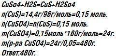 Через 5%-ный раствор сульфата меди(ii) пропускали сероводород до прекращения выделения чёрного осадк