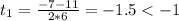 t_1=\frac{-7-11}{2*6}=-1.5