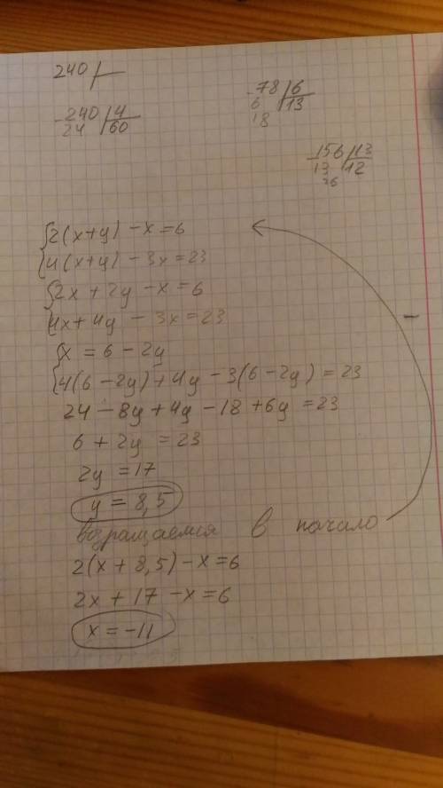 Нужно найдите решение системы уравнений подстановки : {2 (х+у)-х=-6 {4 (х+у)-3х=23